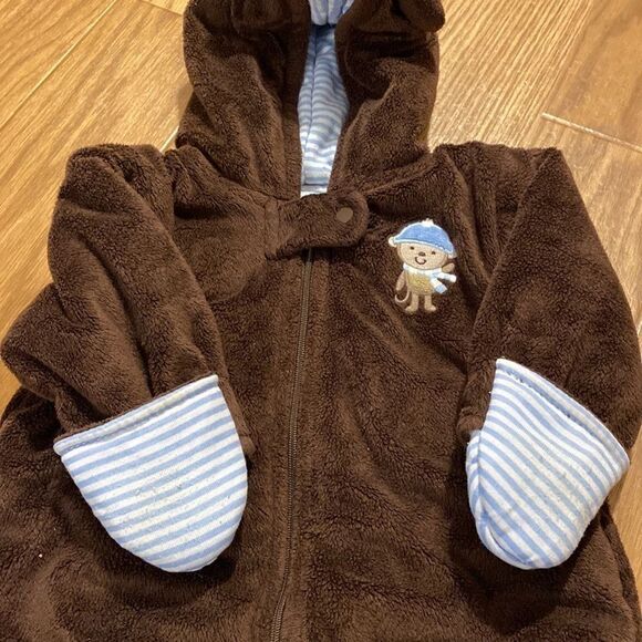 Baby Just One You by Carter's Fleece Brown Bear Pram Snuggle Suit (3 Months) - Picture 9 of 10